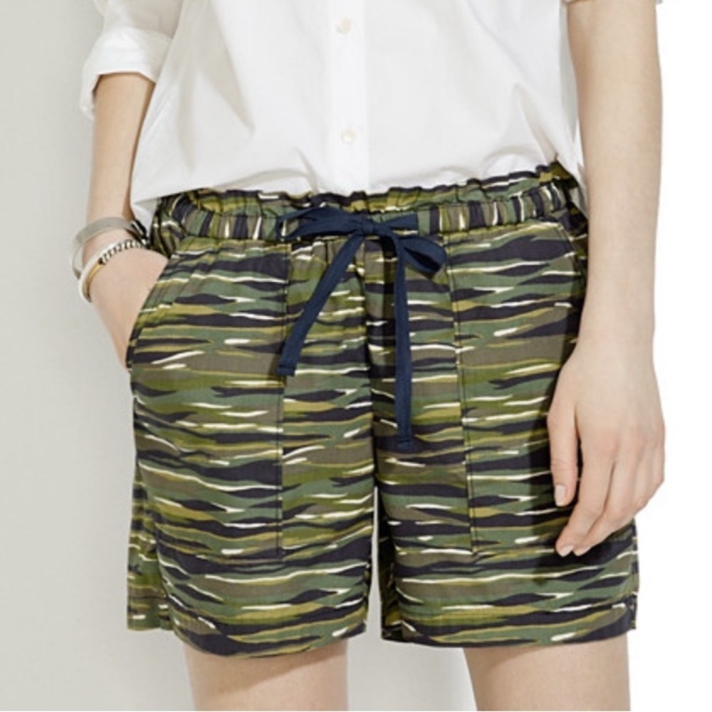 Madewell Pull-On Shorts Cotton Drawstring Camo Women's Small Green Camouflage